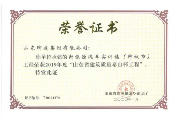 2019年度山东省建筑质量泰山杯工程